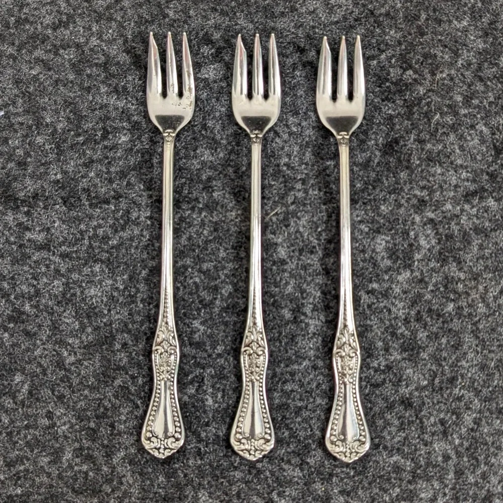 Forbes Silver Co Clovis Silverplate Cocktail Forks Vintage Floral 6 In Set of 3